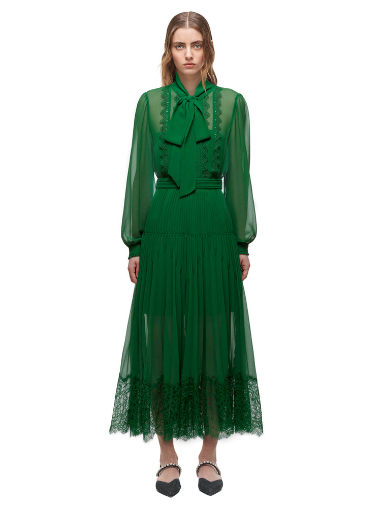 Womens Dresses | Self-Portrait Green Chiffon Trimmed Dress