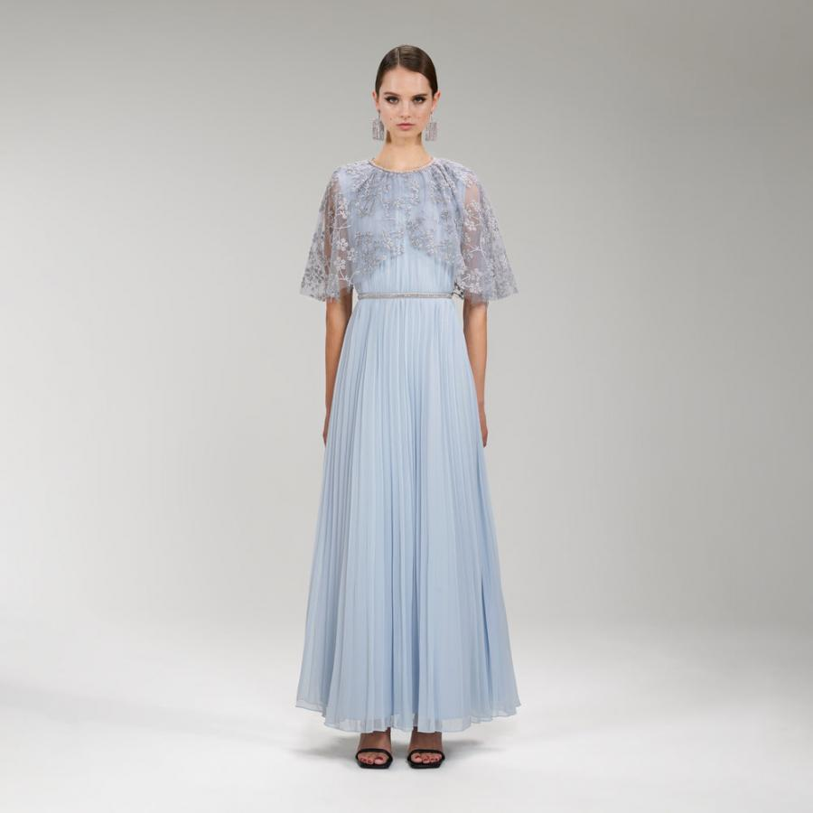 Womens Dresses | Self-Portrait Embroidered Blossom Cape Maxi Dress