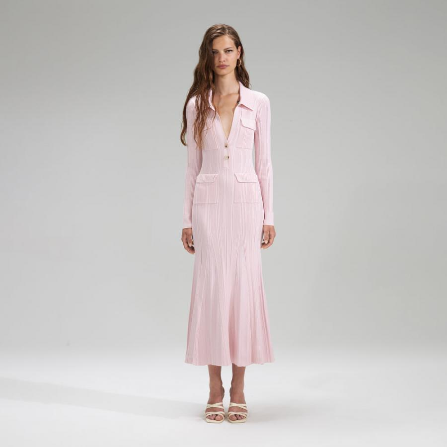 Womens Dresses | Self-Portrait Pink Viscose Knit Midi Dress