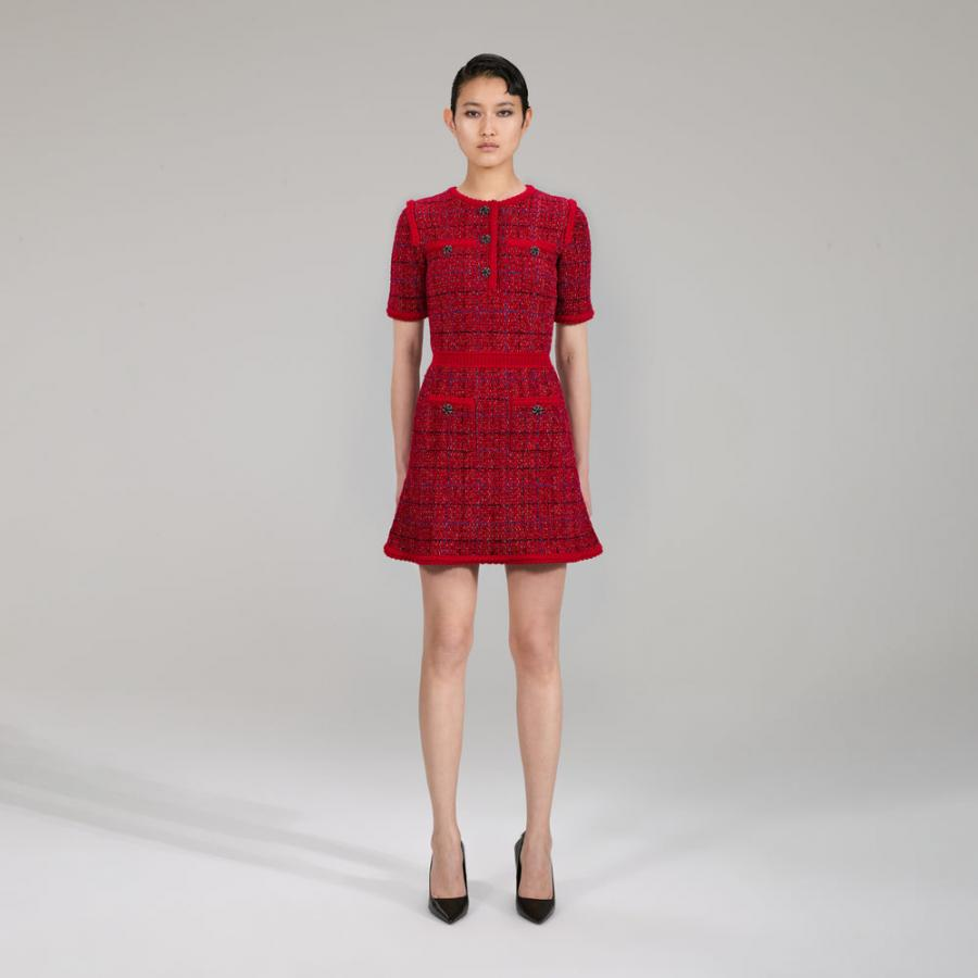 Womens Dresses | Self-Portrait Red Melange Knit Dress