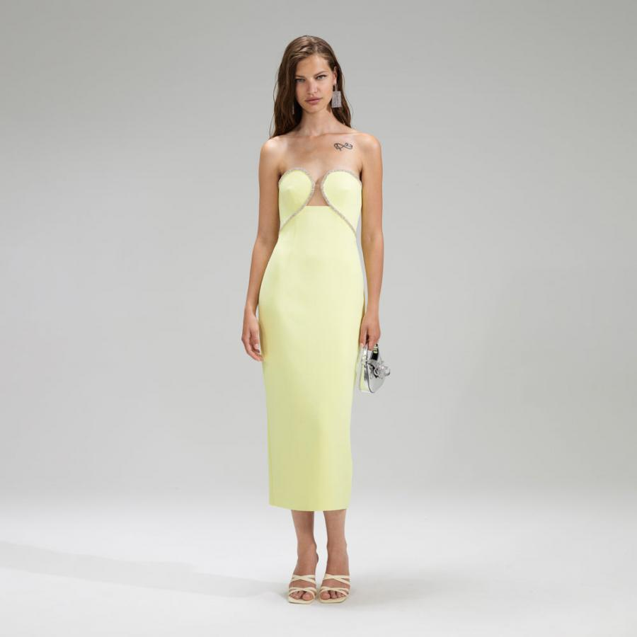 Womens Dresses | Self-Portrait Yellow Bandeau Crepe Midi Dress