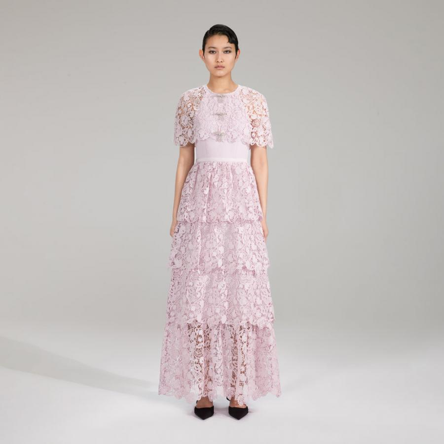 Womens Dresses | Self-Portrait Pink Magnolia Lace Maxi Dress