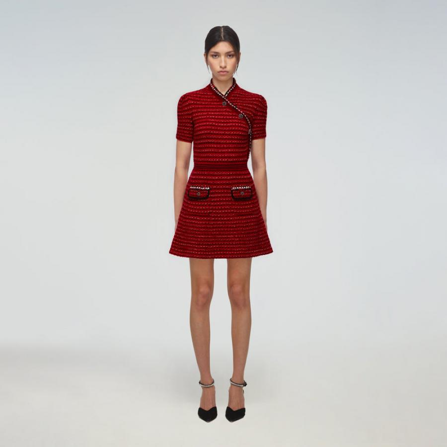 Womens Knitwear | Self-Portrait Red Stripe Knit Dress