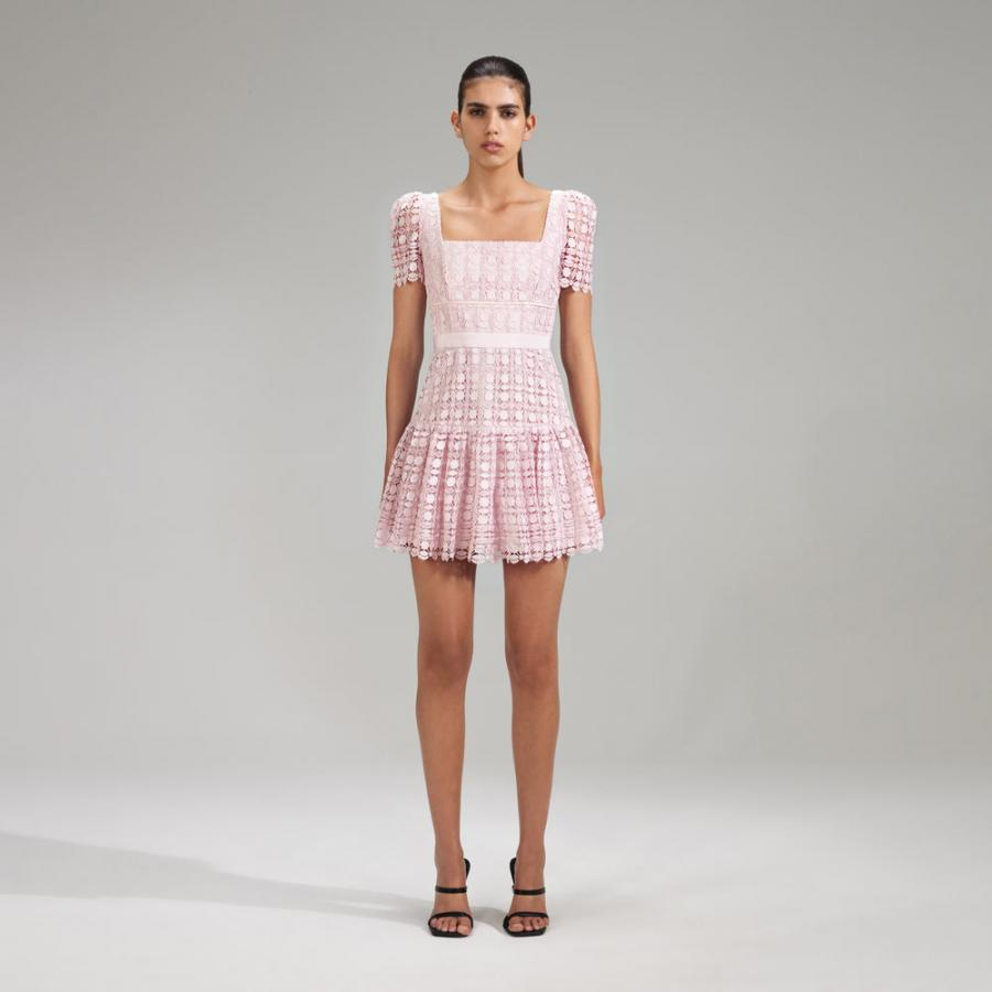 Womens Dresses | Self-Portrait Pink Petal Lace Mini Dress