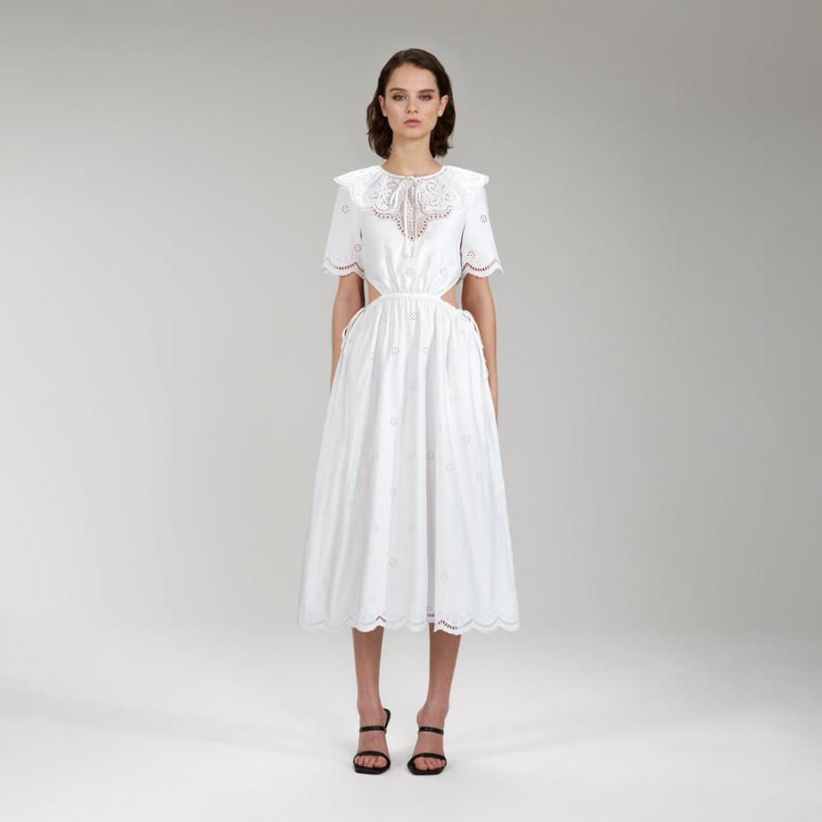 Womens Dresses | Self-Portrait Daisy Cotton Broderie Anglaise Cut Out Midi Dress