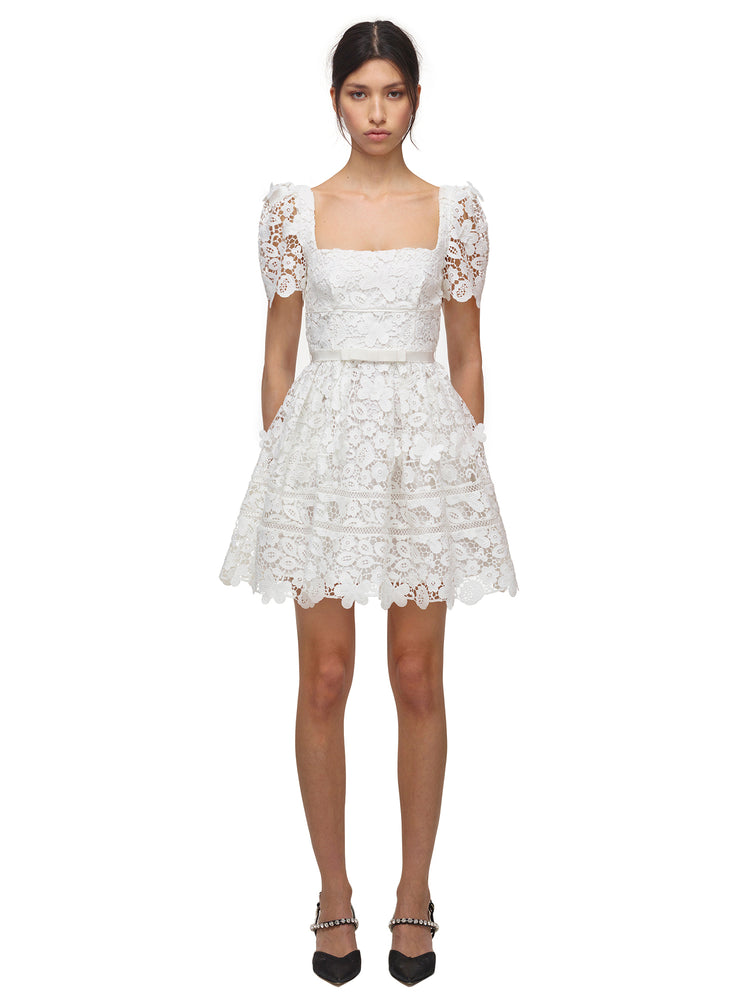 Womens Dresses | Self-Portrait White Guipure Floral Lace Mini Dress