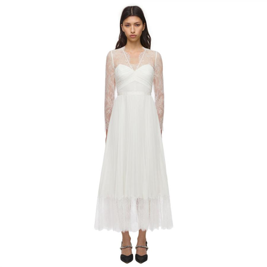 Womens Dresses | Self-Portrait Chiffon Lace Trim Midi Dress