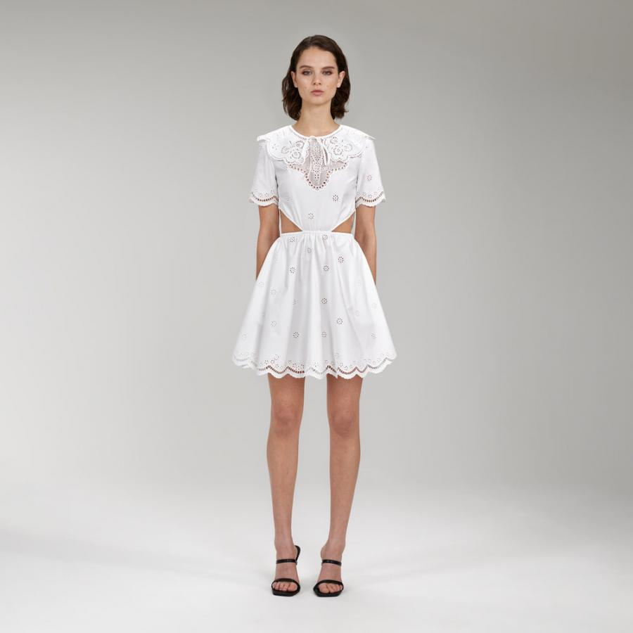 Womens Dresses | Self-Portrait Daisy Cotton Broderie Anglaise Cut Out Mini Dress