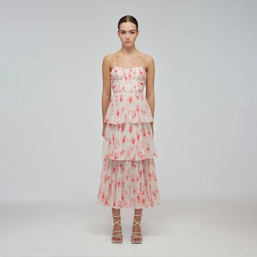 Womens Dresses | Self-Portrait Floral Print Chiffon Tiered Midi Dress