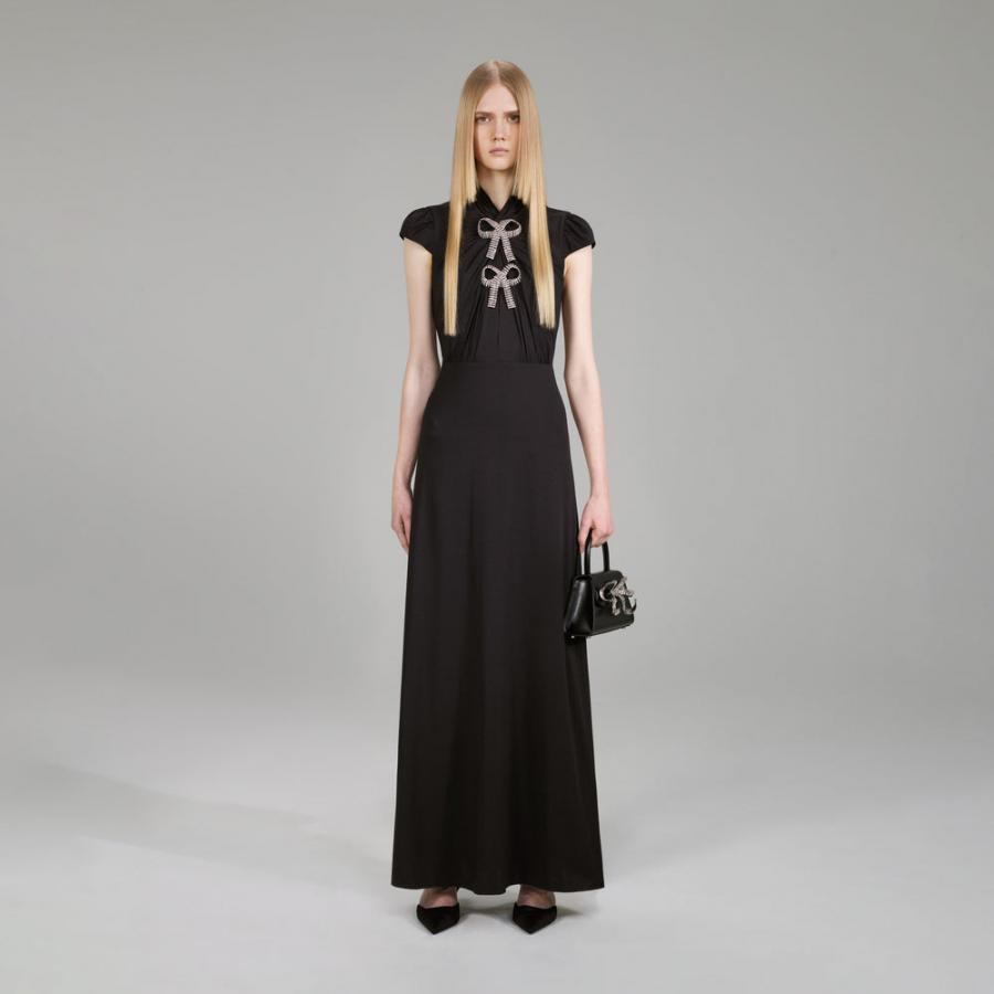 Womens Dresses | Self-Portrait Black Stretch Crepe Maxi Dress