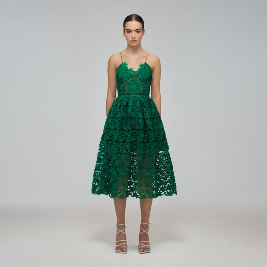 Womens Dresses | Self-Portrait Green Azaelea Midi Dress